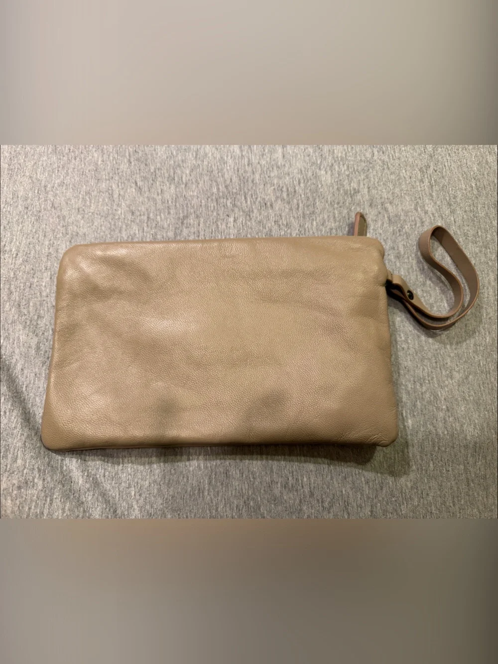 Falor Leather Wristlet Clutch in Taupe made in Italy